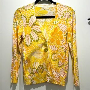 J Crew 70s inspired floral cardigan